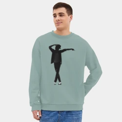 Мужской свитшот oversize без начеса хлопок Черный силуэт Michael Jackson - фото 2
