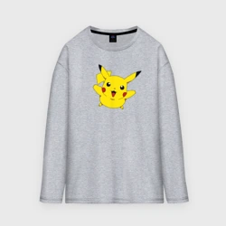 Женский лонгслив oversize хлопок Пикачу сверху