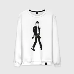 Мужской свитшот хлопок Бело-черный силуэт  Michael Jackson