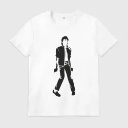 Мужская футболка хлопок Бело-черный силуэт  Michael Jackson