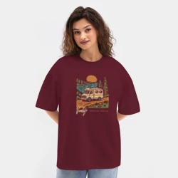 Женская футболка Oversize хлопок texturе Дом на колёсах - фото 2