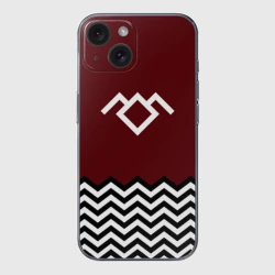 Чехол для iPhone 15 силиконовый с защитой камеры Твин Пикс - лого