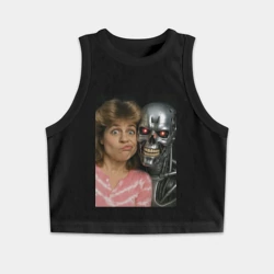 Женская укороченная майка-топ хлопок Терминатор Сара селфи 