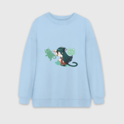 Женский свитшот oversize без начеса хлопок МаоМао и мем с кошкой - Монолог Фармацевта