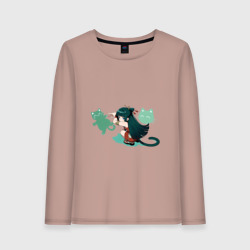 Женский лонгслив хлопок МаоМао и мем с кошкой - Монолог Фармацевта