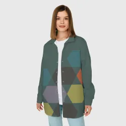 Женская рубашка oversize 3D Кластер зеленая ночь - фото 2