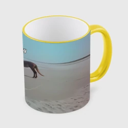 Кружка с полной запечаткой Лошадь почему мем на берегу