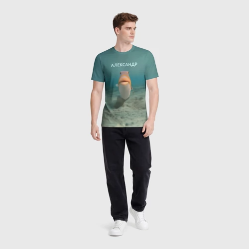Мужская футболка 3D с принтом Рыба  - Александр, вид сбоку #3