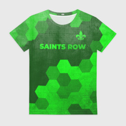 Женская футболка 3D Saints Row - green gradient посередине