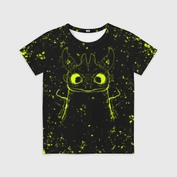 Детская футболка 3D Беззубик - яркий зеленый