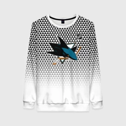 Женский свитшот 3D Сан Хосе Шаркс - белый градиент