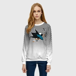 Женский свитшот 3D Сан Хосе Шаркс - белый градиент - фото 2