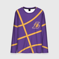 Мужской лонгслив 3D Лейкерс - текстура фиолетового мяча