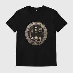 Мужская футболка хлопок Bones с лисой и черепами