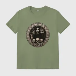 Мужская футболка хлопок Bones с лисой и черепами