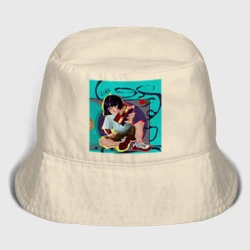 Мужская панама хлопок Мультяшная Хип-хоп девушка с касетой - ретро anime арт