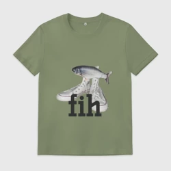 Мужская футболка хлопок Fih - мем с рыбой в кедах
