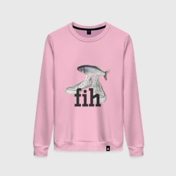Женский свитшот хлопок Fih - мем с рыбой в кедах