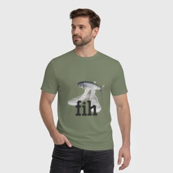 Мужская футболка хлопок Fih - мем с рыбой в кедах - фото 2