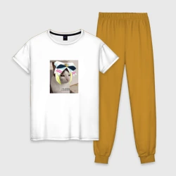 Женская пижама с белой футболкой хлопок Становясь волшебницей Алиса