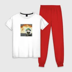 Женская пижама с белой футболкой хлопок Cтановясь волшебницей Леопард