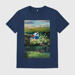 Мужская футболка хлопок Студия Гибли фоны аниме