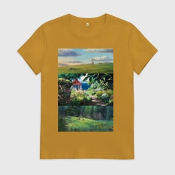 Женская футболка хлопок Студия Гибли фоны аниме