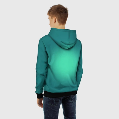 Детская толстовка 3D с принтом Croco cub is a cool skateboarder, вид сзади #2