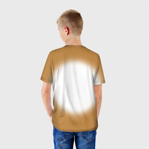 Детская футболка 3D с принтом Детёныш леопарда крутой скейтбордист, вид сзади #2