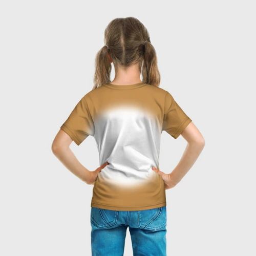 Детская футболка 3D с принтом Детёныш леопарда крутой скейтбордист, вид сзади #2