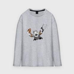 Мужской лонгслив oversize хлопок Командор с гранатой и пилой из Каламбур: Крутое Пике