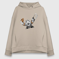 Женское худи Oversize хлопок Командор с гранатой и пилой из Каламбур: Крутое Пике