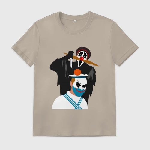 Мужская футболка хлопок с принтом Крик-мужик и Джокер-моряк из Деревня дураков мем Мужская футболка хлопок Крик-мужик и Джокер-моряк из Деревня дураков мем