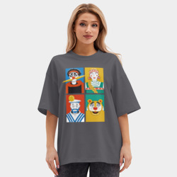 Женская футболка Oversize хлопок premium Коллаж Деревня Дураков, арт из персонажей - фото 2
