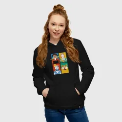 Женская толстовка хлопок Коллаж Деревня Дураков, арт из персонажей - фото 2