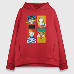Женское худи Oversize хлопок Коллаж Деревня Дураков, арт из персонажей
