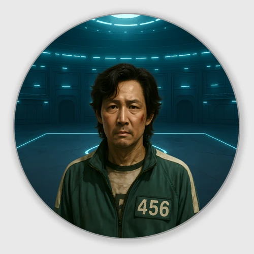 Круглый коврик для мышки Игрок 456 грустный - Игра в кальмара