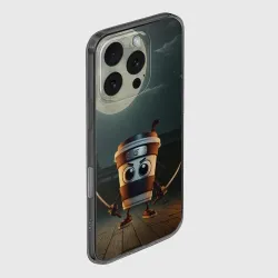 Чехол для iPhone 16 Pro Max силиконовый с защитой камеры Капучино Ассассино мем - фото 2