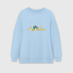 Женский свитшот oversize без начеса хлопок МаоМао и лягушки  - Монолог Фармацевта