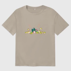 Женская футболка хлопок Oversize МаоМао и лягушки  - Монолог Фармацевта