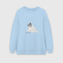 Женский свитшот oversize без начеса хлопок Меланхоличная МаоМао - Монолог Фармацевта