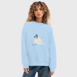 Женский свитшот oversize без начеса хлопок Меланхоличная МаоМао - Монолог Фармацевта - фото 2