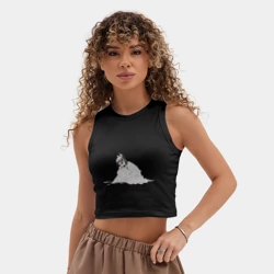 Женская укороченная майка-топ хлопок Меланхоличная МаоМао - Монолог Фармацевта - фото 2