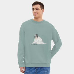 Мужской свитшот oversize без начеса хлопок Меланхоличная МаоМао - Монолог Фармацевта - фото 2