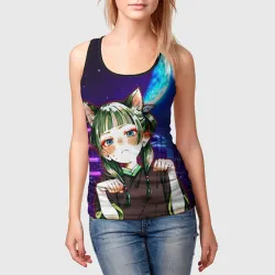 Женская майка 3D Ночной неон и кошечка МаоМао - Монолог Фармацевта - фото 2