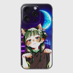 Чехол для iPhone 15 Pro Max силиконовый с защитой камеры Ночной неон и кошечка МаоМао - Монолог Фармацевта