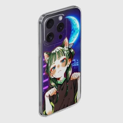 Чехол для iPhone 15 Pro Max силиконовый с защитой камеры Ночной неон и кошечка МаоМао - Монолог Фармацевта - фото 2