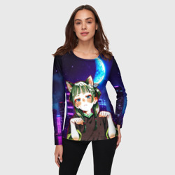 Женский лонгслив 3D Ночной неон и кошечка МаоМао - Монолог Фармацевта - фото 2