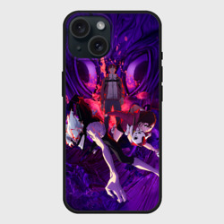 Чехол силиконовый для Apple iPhone 15 матовый Дандадан - Злой глаз