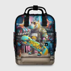 Сумка-рюкзак 3D Hippo with longboard - graffiti